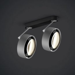 Più alto 3d doppio - Deckenlampe mattschwarze Basis und glänzend schwarze lens