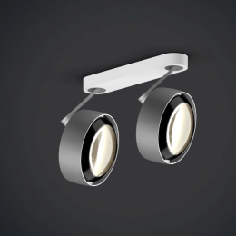 Più alto 3d doppio - Deckenlampe mattweißer Sockel und glänzend schwarze lens