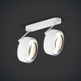 Più alto 3d doppio - Deckenlampe mattweißer Sockel und glänzend weiße lens