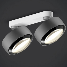 Più alto doppio - Deckenlampe mattweißer Sockel und glänzend schwarze lens