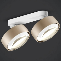 Più alto doppio - Deckenlampe mattweißer Sockel und glänzend weiße lens