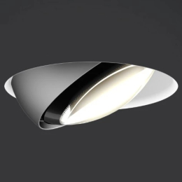 Più piano pure - Lampada da soffitto lente nera lucida e tubo bianco opaco