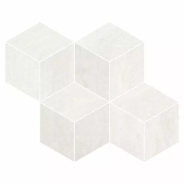 Refin Prestigio Travertino Bianco Lucido Mosaico Cube R.  OO31